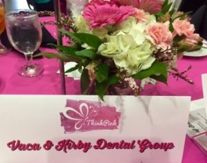 Vaca & Kirby Dental Group name placard for Think Pink event